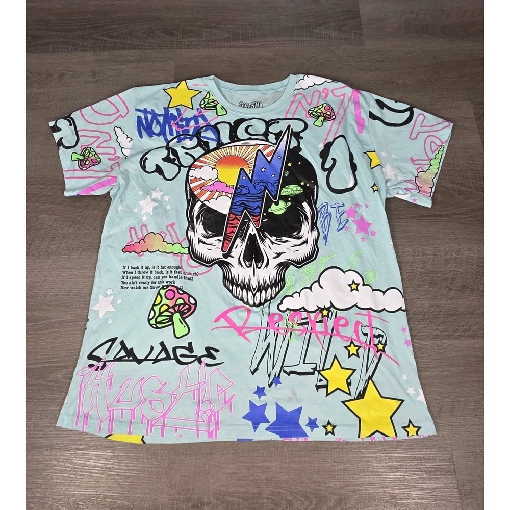 Fresh Laundry All Over Print Men's 3XL T-shirt Streetwear Skull Savage Mushrooms